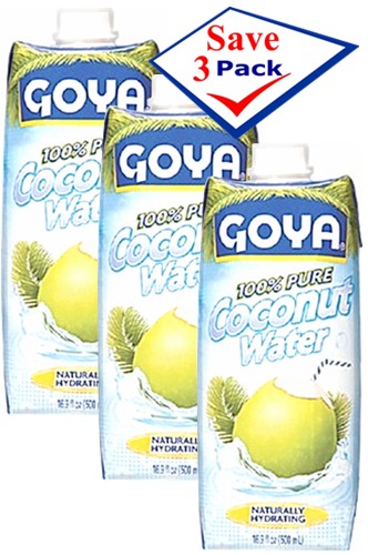 Goya Coconut Water 100% Pure- Agua de Coco 16.9 Oz Pack of 3